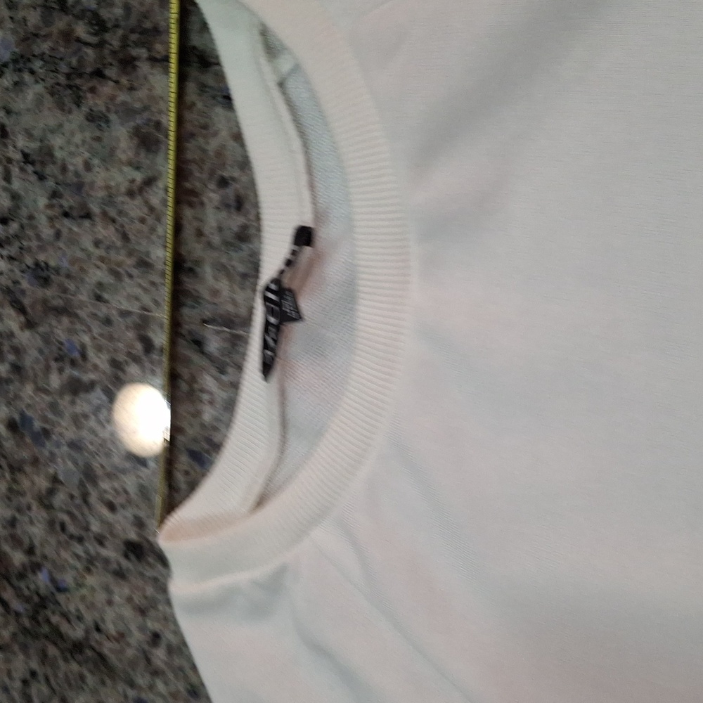 "MECLOTH" SZ. M, Ladies white, rainbow sleeves, 100%polyester, like new conditio - Picture 8 of 14